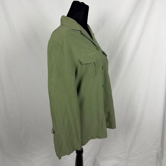 Charter Club Silk / Linen Olive Safari Button Up - Women’s 10 - Picture 3 of 8